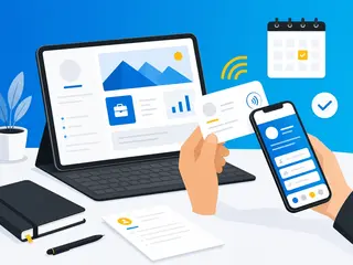 A professional sharing a digital business card from a phone