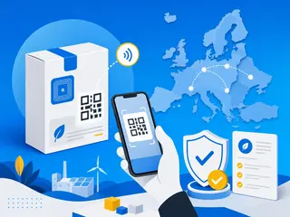 Product package scanned by phone for a digital product passport with NFC tag