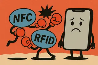 An iPhone meeting an RFID-only condo door reader